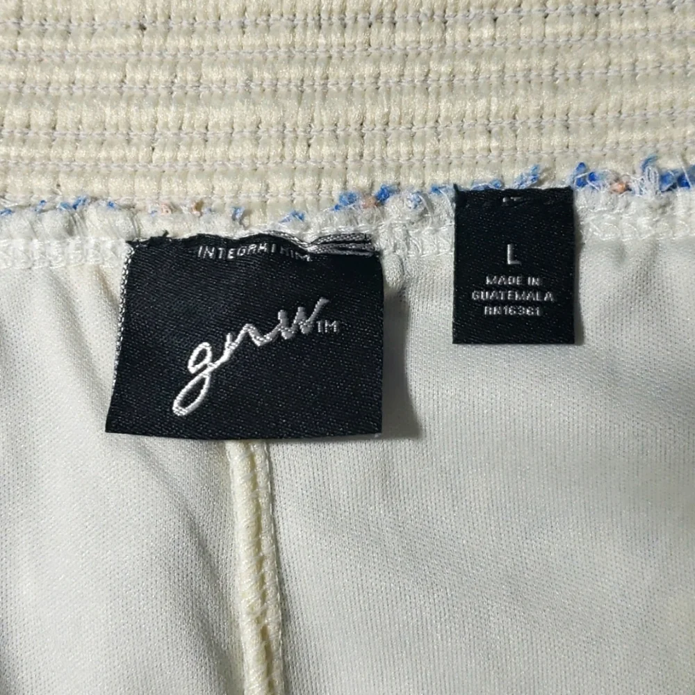 GNW A-line Skirt Size L Blue Ivory Chevron Herringbone Pattern Boho Knee‎ Length